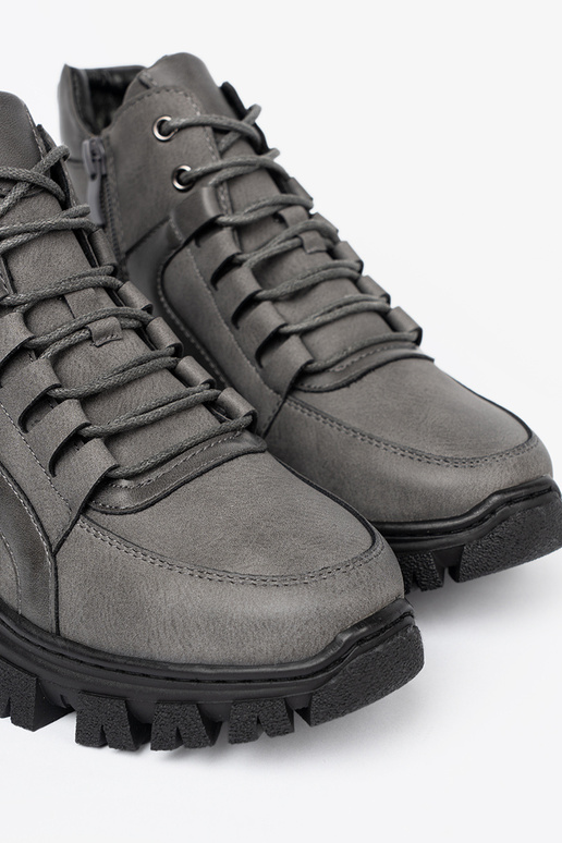 colore grigio allacciato Stivali z grubą podeszAą Sergio Leone