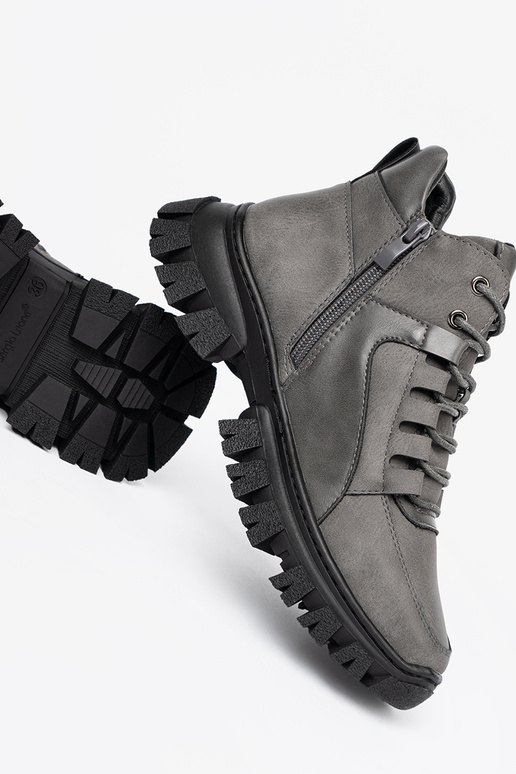 colore grigio allacciato Stivali z grubą podeszAą Sergio Leone