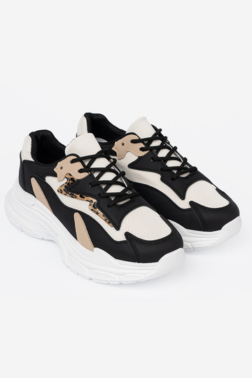Nero e-beige Scarpe modello sneakers con plateau massiccio