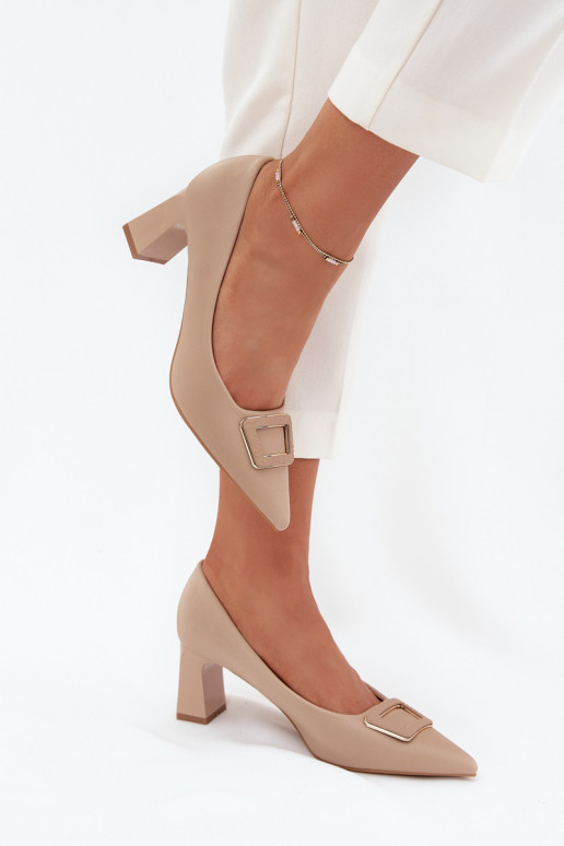 Scarpe con i tacchi decorare con fibbie Nude Seriva