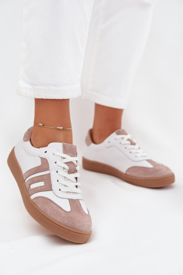 Scarpe sportive in pelle da donna "Vinceza 79557" colore bianco-sabbia