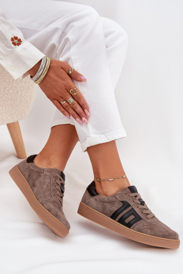 dalla pelle scamosciata Scarpe modello sneakers Femminile Vinceza 79557 beige