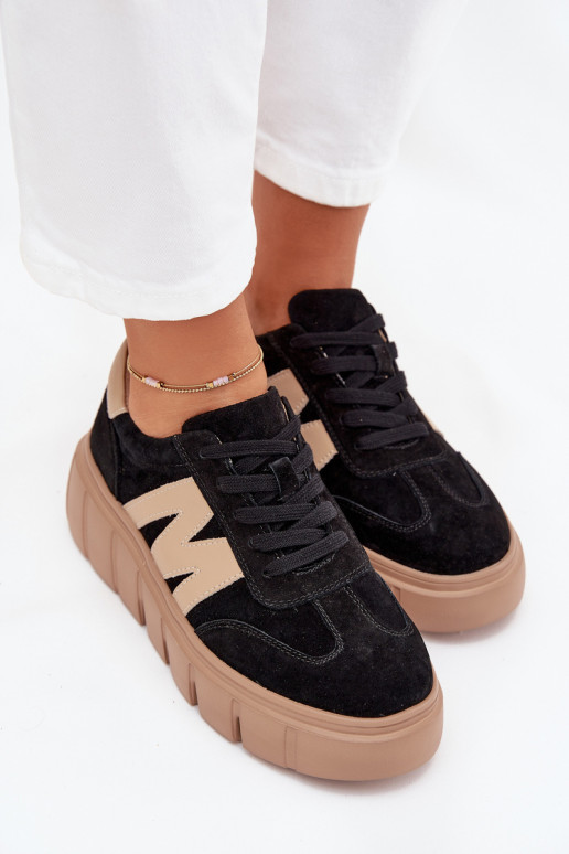 dalla pelle scamosciata Femminile Scarpe modello sneakers con una piattaforma Vinceza 79561 colore nero dalla pelle scamosciata Femminile Scarpe modello sneakers con una piattaforma Vinceza 79561 colore nero