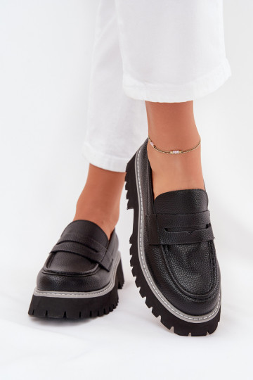 Mocassini con plateau da donna E tacchi piatti Big Star NN274049 colore nero