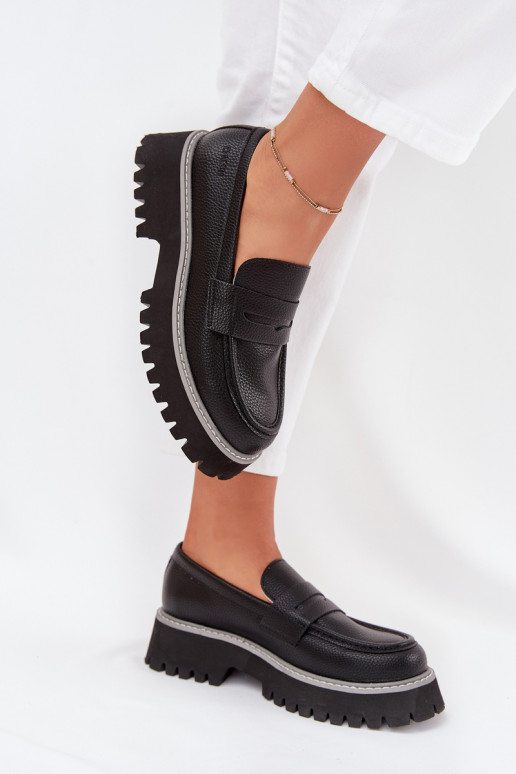 Mocassini con plateau da donna E tacchi piatti Big Star NN274049 colore nero