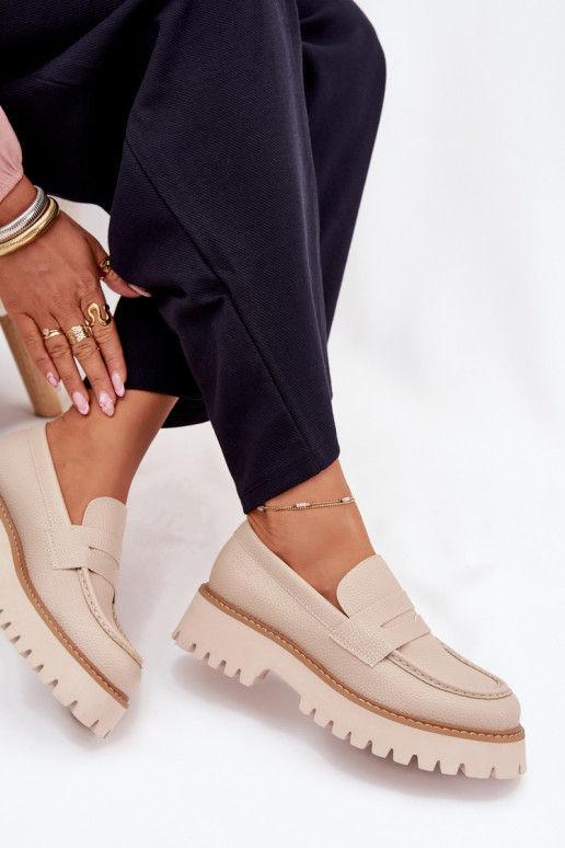 Mocassini con plateau da donna E tacchi piatti Big Star NN274050 beige