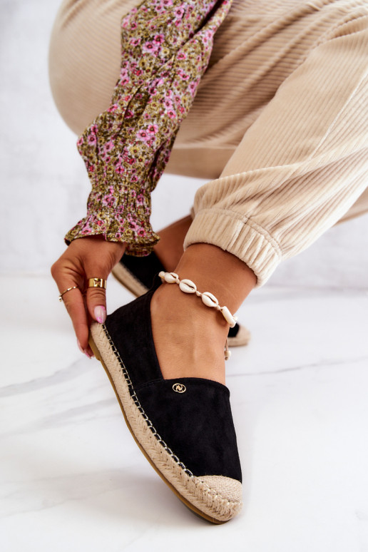 Femminile Espadrillas in pelle scamosciata colore nero Joaquin