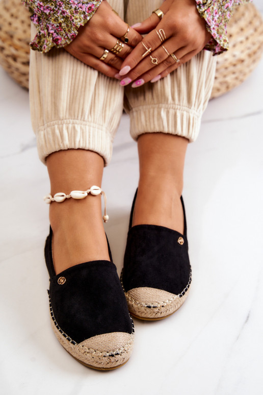 Femminile Espadrillas in pelle scamosciata colore nero Joaquin