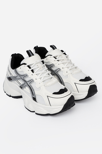 Bianco-colore nero conveniente Scarpe modello sneakers con rete