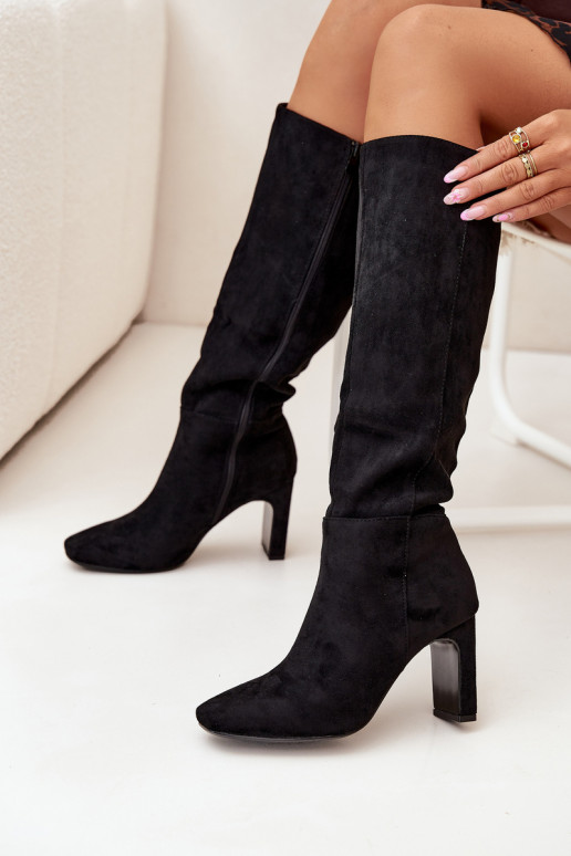 stivali da donna con i tacchi riscaldamento colore nero Zamira