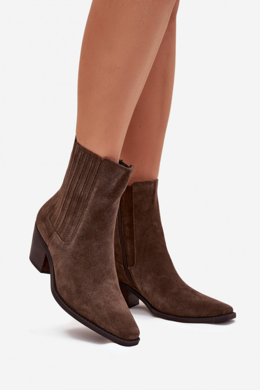 dalla pelle scamosciata Stivali con riscaldamento interno colore kaki Arelia