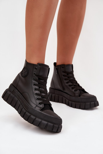 riscaldamento scarpe per il tempo libero con suola Femminile con una piattaforma Serratura colore nero Sarira