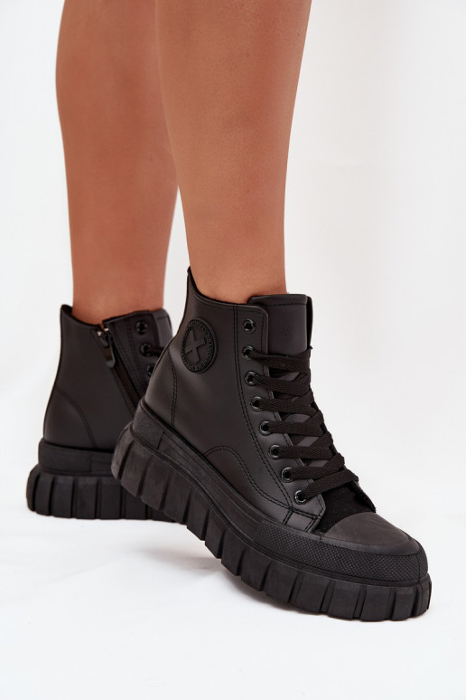 riscaldamento scarpe per il tempo libero con suola Femminile con una piattaforma Serratura colore nero Sarira