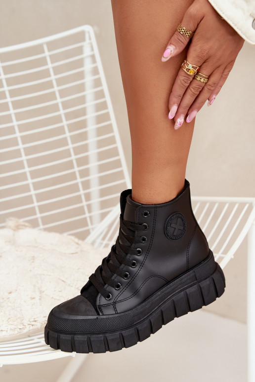 riscaldamento scarpe per il tempo libero con suola Femminile con una piattaforma Serratura colore nero Sarira