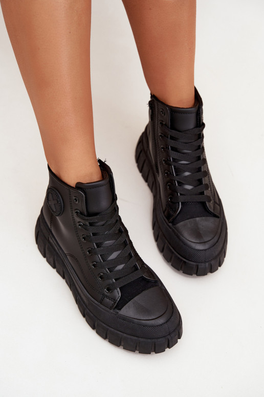 riscaldamento scarpe per il tempo libero con suola Femminile con una piattaforma Serratura colore nero Sarira