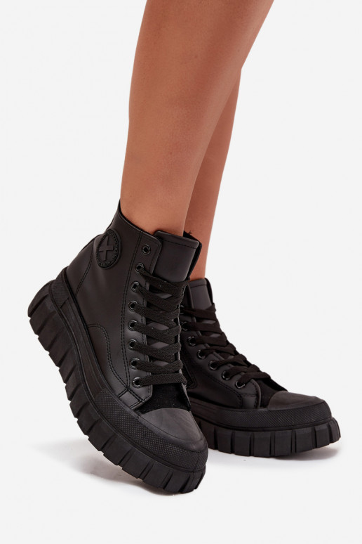 riscaldamento scarpe per il tempo libero con suola Femminile con una piattaforma Serratura colore nero Sarira