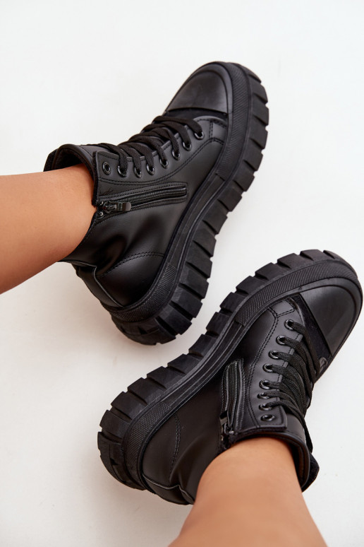 riscaldamento scarpe per il tempo libero con suola Femminile con una piattaforma Serratura colore nero Sarira