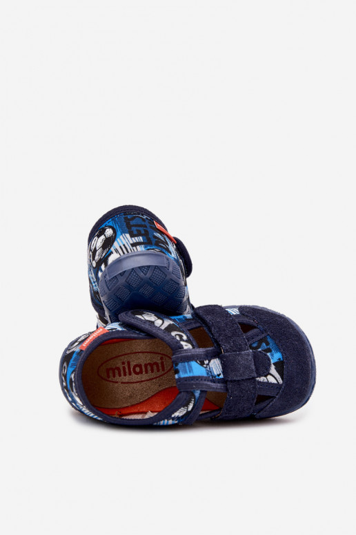 Pantofole Milami Infantile con chiusure adesive IN Palle blu scuro Reathiana