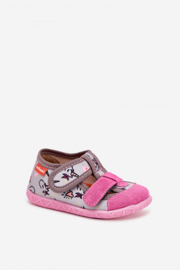 Pantofole Milami Infantile con chiusure adesive IN Unicorni grigio-colore rosa Reathiana