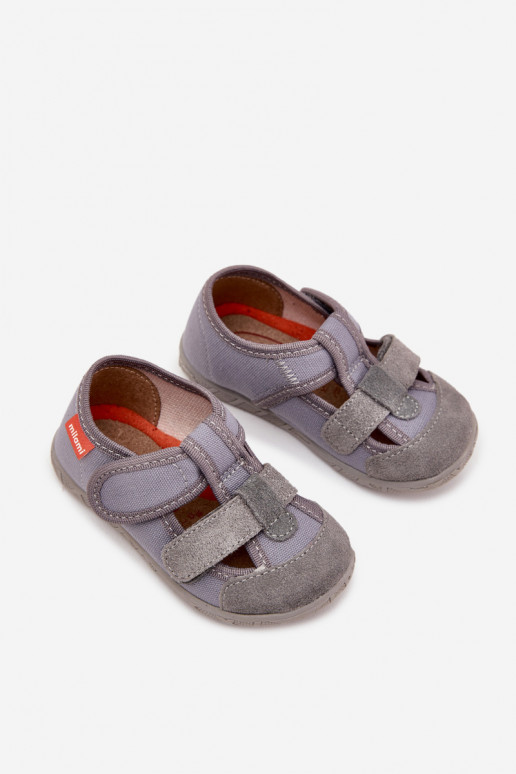 Pantofole Milami Infantile con chiusure adesive colore grigio Reathiana