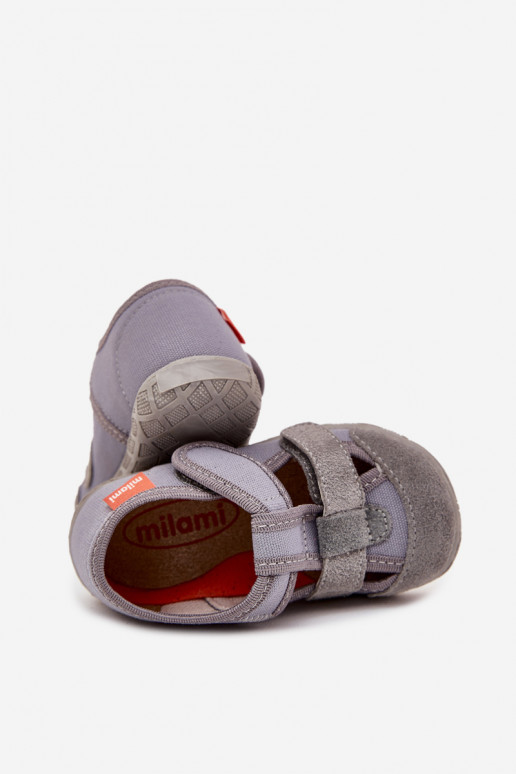 Pantofole Milami Infantile con chiusure adesive colore grigio Reathiana