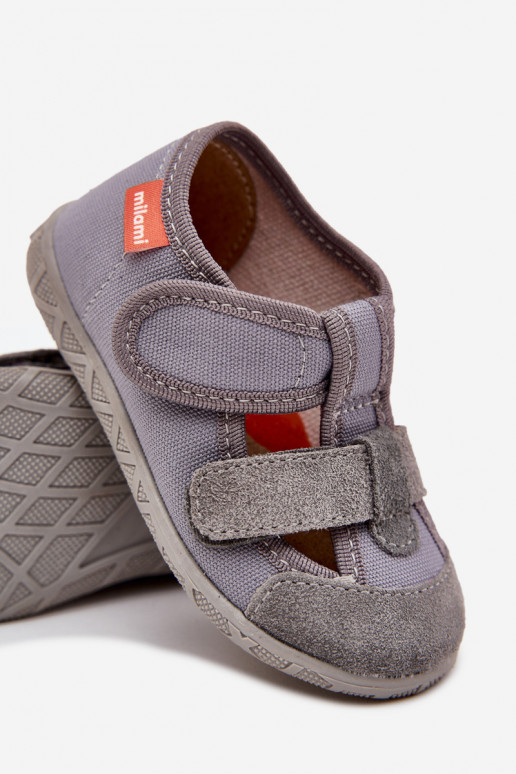 Pantofole Milami Infantile con chiusure adesive colore grigio Reathiana
