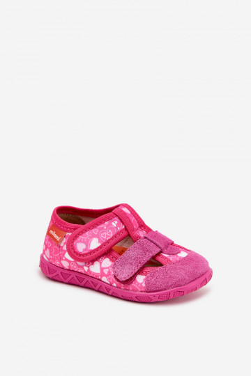 Pantofole Milami Infantile con chiusure adesive con i cuori colore rosa Reathiana