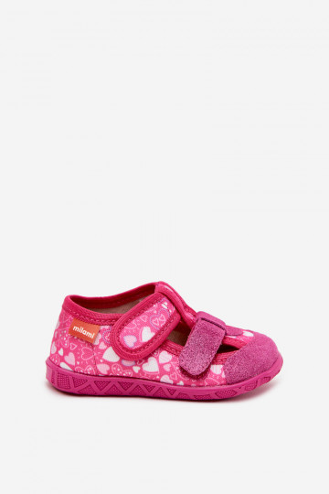 Pantofole Milami Infantile con chiusure adesive con i cuori colore rosa Reathiana 2