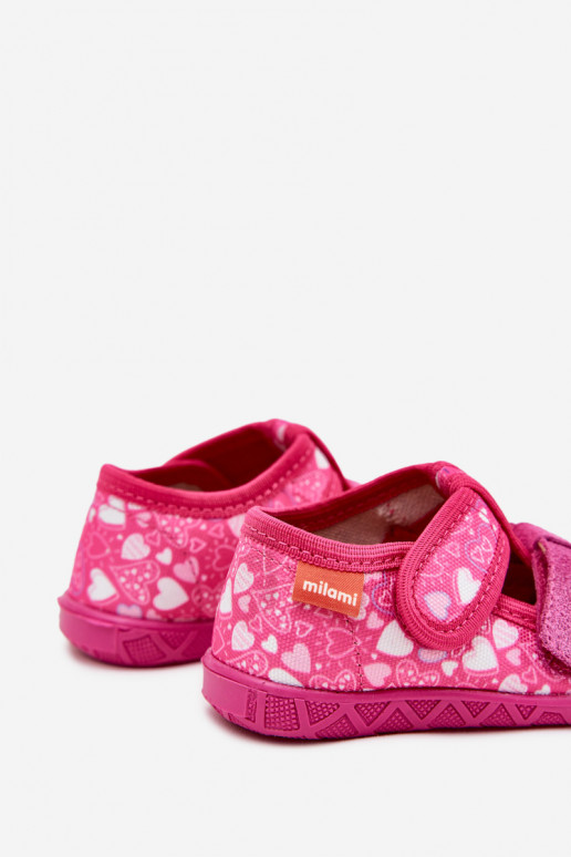 Pantofole Milami Infantile con chiusure adesive con i cuori colore rosa Reathiana