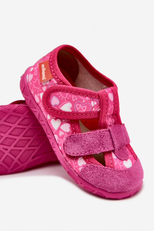 Pantofole Milami Infantile con chiusure adesive con i cuori colore rosa Reathiana