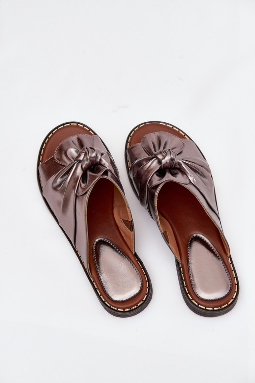 Pantofole da donna con tacchi larghi colore grigio Nelvira