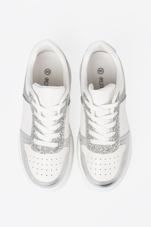Bianco argento Scarpe modello sneakers z połyskującymi detalami