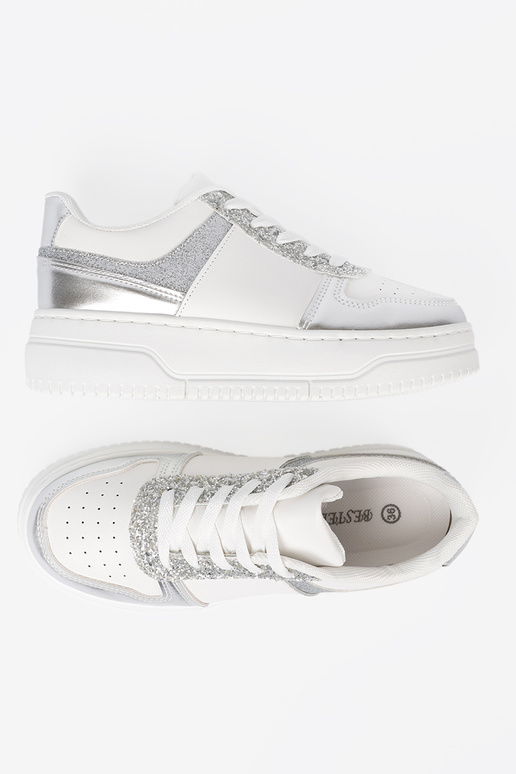 Bianco argento Scarpe modello sneakers z połyskującymi detalami