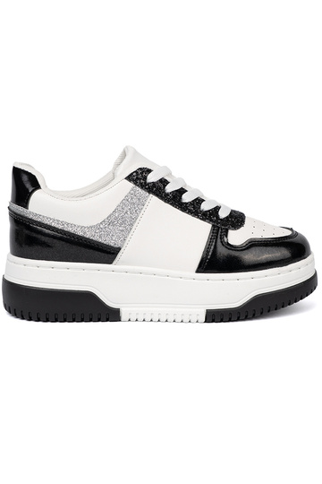 Nero e-Colore bianco Scarpe modello sneakers z połyskującymi argentomi detalami 2
