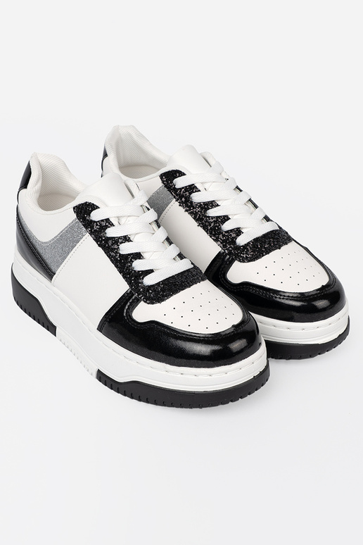 Nero e-Colore bianco Scarpe modello sneakers z połyskującymi argentomi detalami