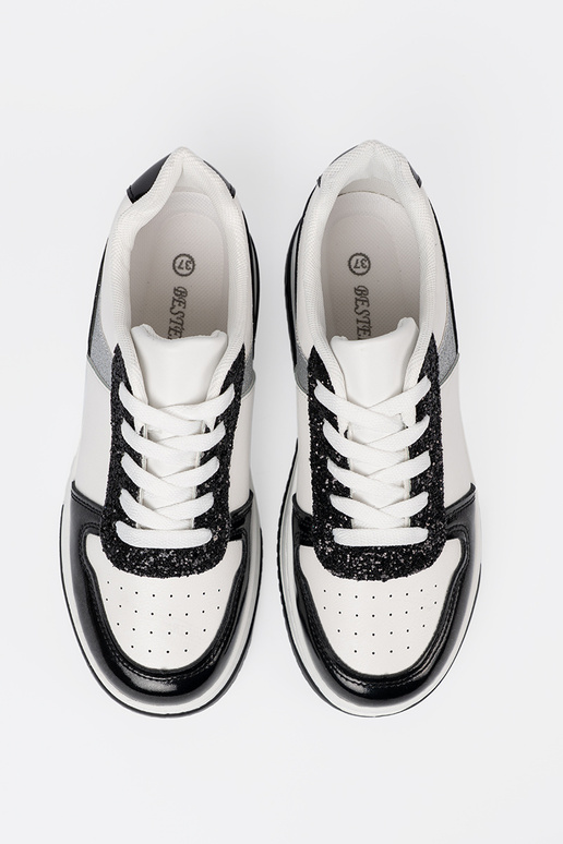 Nero e-Colore bianco Scarpe modello sneakers z połyskującymi argentomi detalami