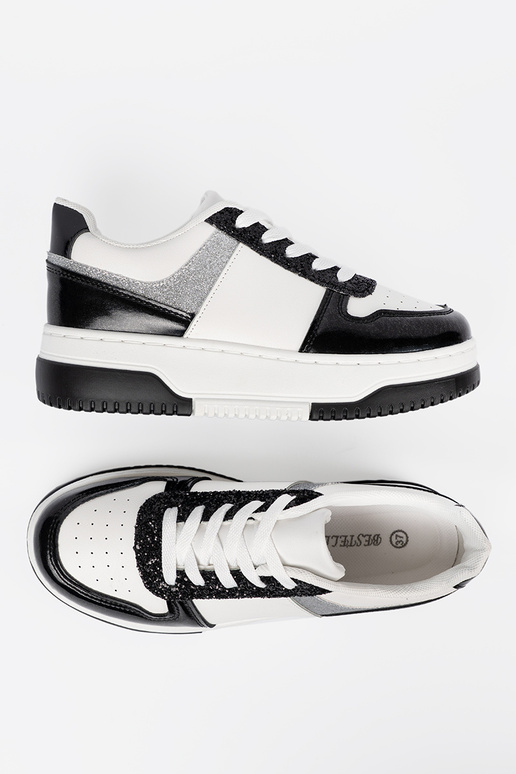 Nero e-Colore bianco Scarpe modello sneakers z połyskującymi argentomi detalami