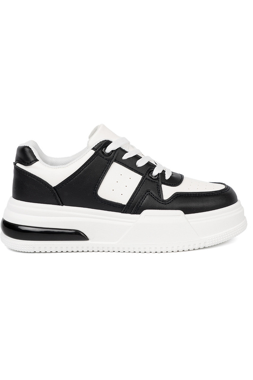 Elegante bianco e nero Scarpe modello sneakers z grubą podeszAą