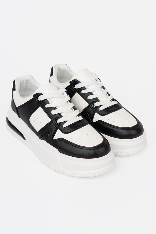 Elegante bianco e nero Scarpe modello sneakers z grubą podeszAą