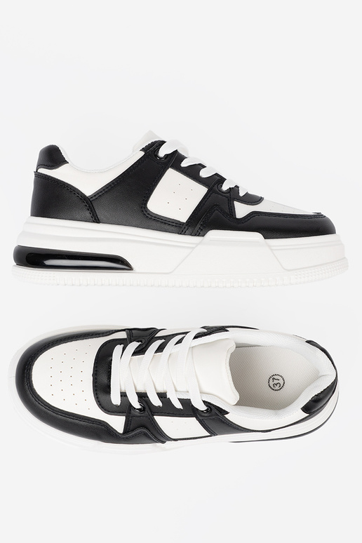 Elegante bianco e nero Scarpe modello sneakers z grubą podeszAą