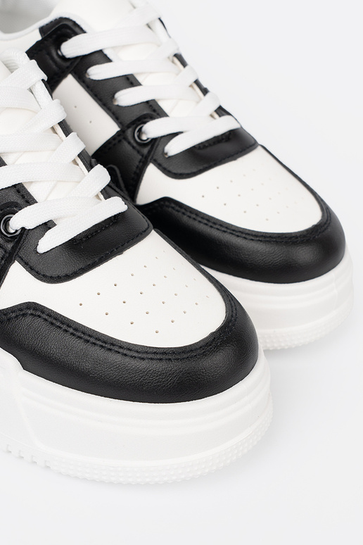 Elegante bianco e nero Scarpe modello sneakers z grubą podeszAą