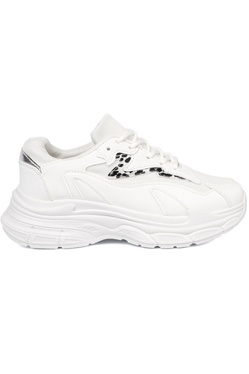 Colore bianco scarpe sportive z ozdobnym akcentem 2