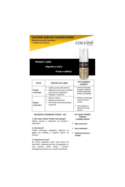 Coccine Schiuma detergente per pelle scamosciata e tessuti nubuck Detergente per nubuck Coccine Schiuma detergente per pelle scamosciata e tessuti nubuck Detergente per nubuck