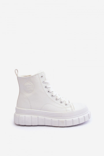 Scarpe casual in pelle imbottite con pelliccia Big Star MM274624 bianche 2