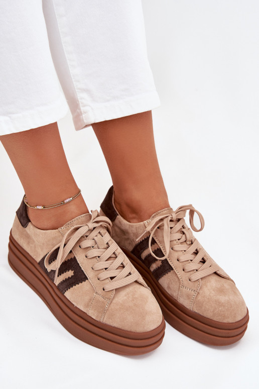 Scarpe modello sneakers Femminile con una piattaformaAbilitatoturalnego dalla pelle scamosciatau beige Eldira