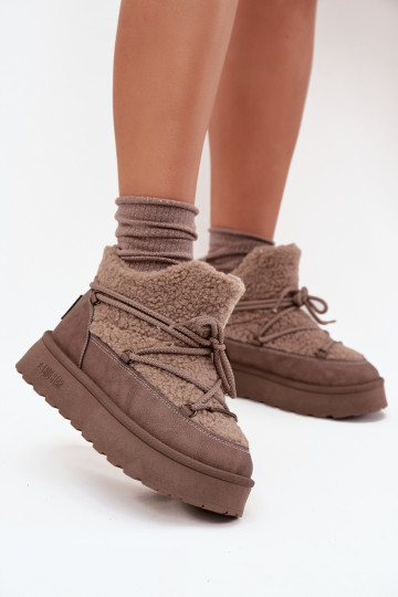 Stivali da neve Femminile con una piattaforma con una pelliccia Typu Baranek Big Star SS274112 colore marrone