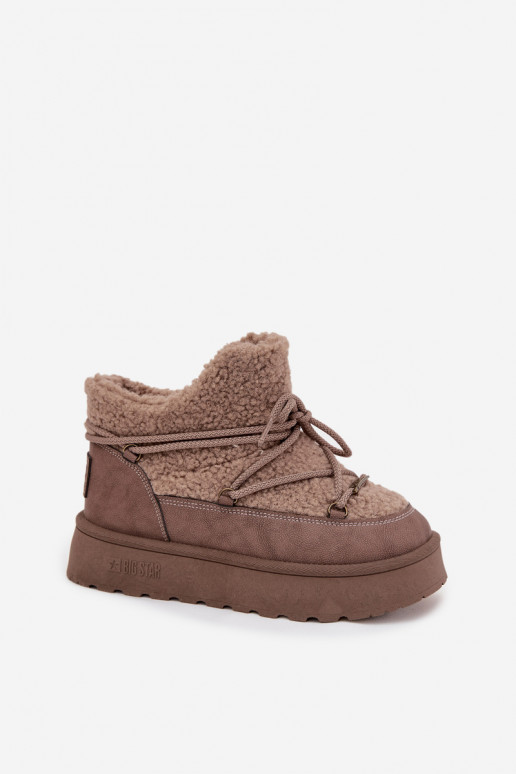 Stivali da neve Femminile con una piattaforma con una pelliccia Typu Baranek Big Star SS274112 colore marrone