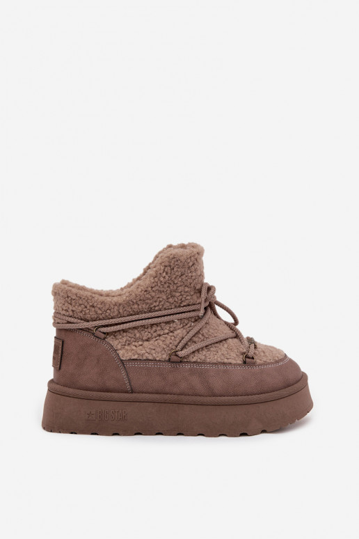Stivali da neve Femminile con una piattaforma con una pelliccia Typu Baranek Big Star SS274112 colore marrone