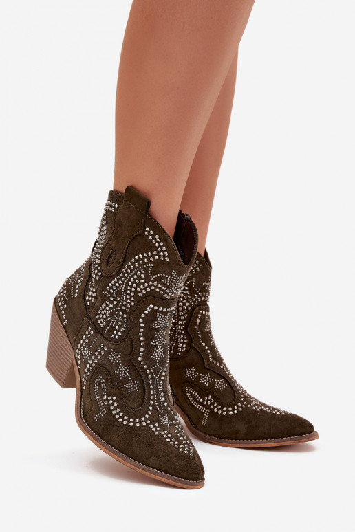 riscaldamento Femminile stivali stile coAboy Con decorazione colore kaki Lelira