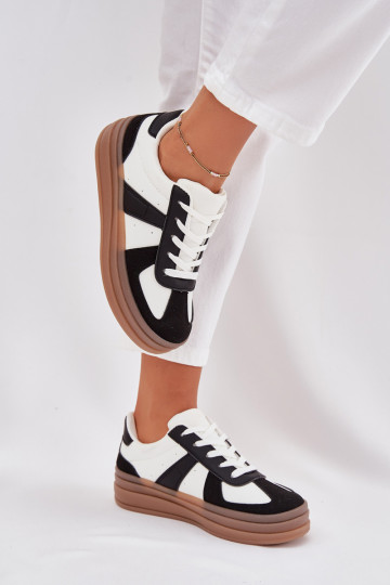 Scarpe sportive da donna con platforma bianche e nere Sivirae